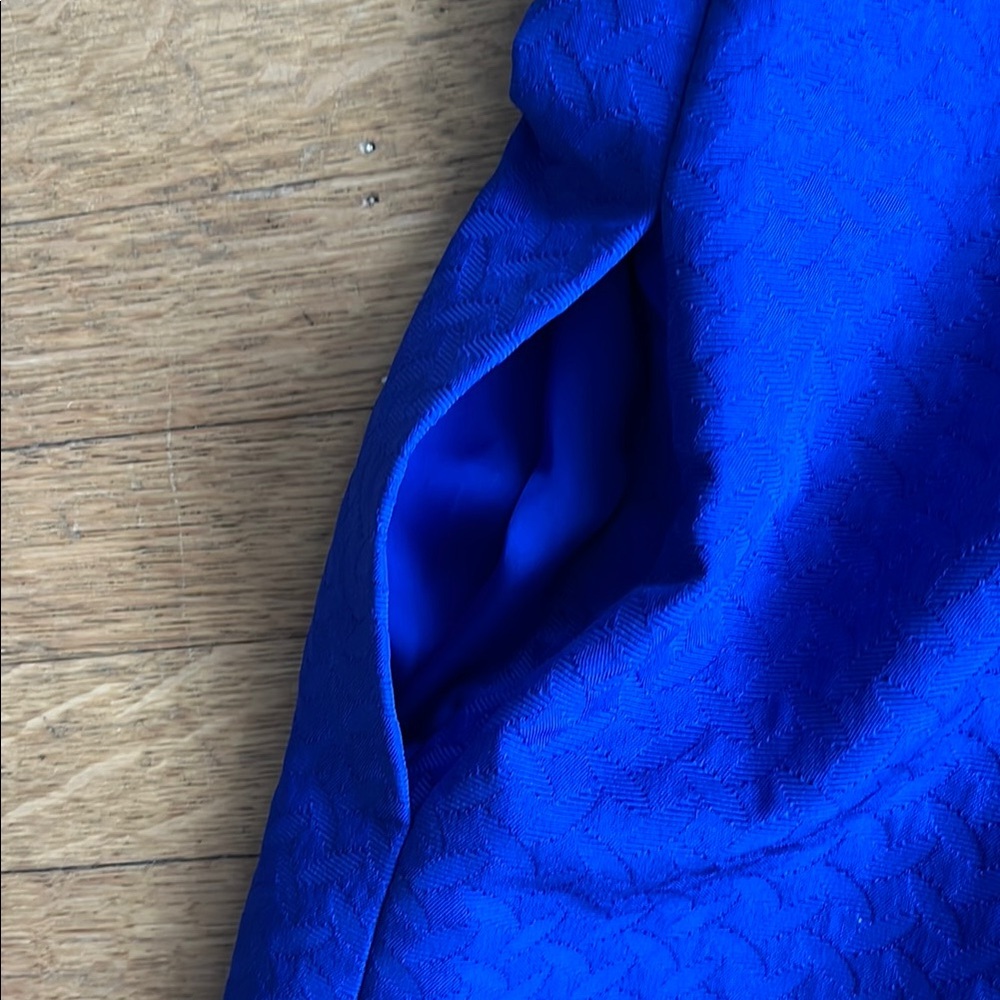 Blue Anthropologie Dress, flattering waistline, textured fabric, pockets! - Picture 7 of 9